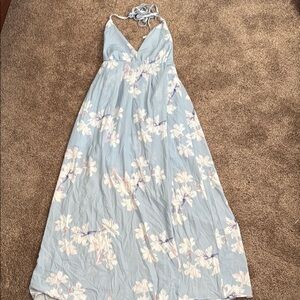 Simple Floral Halter Maxi Dress